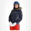 Almgwand, Stongerhohe Ski-jas Dames Dark Blauw, Grijs