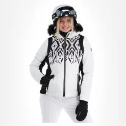 Dare2b, Prestige II Ski-jas Dames Monochrome Print Wit, Zwart