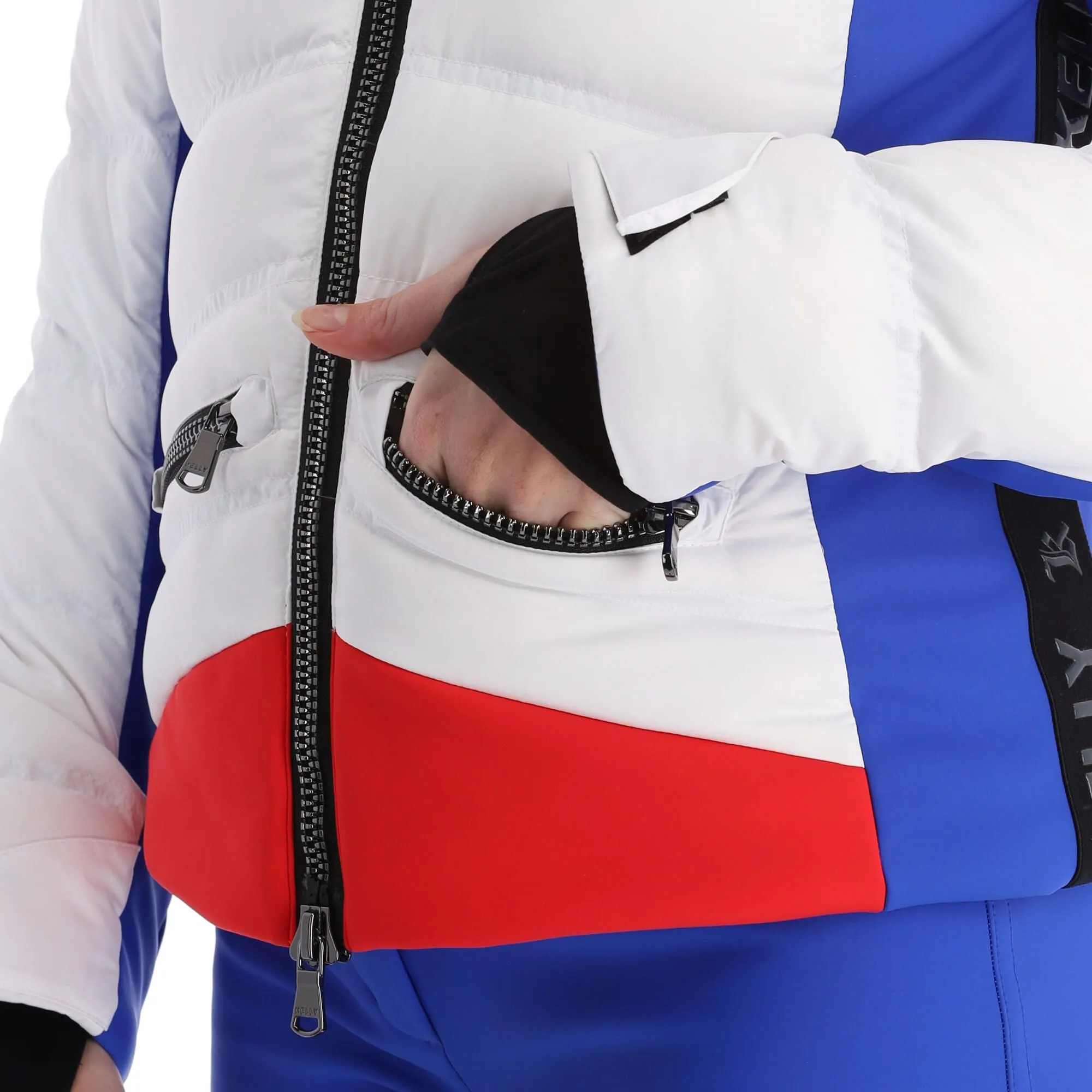 Kelly, Down Jacket Ski-jas Dames Ocean Blauw, Wit 12 Kelly, Down Jacket Ski-jas Dames Ocean Blauw, Wit - Afbeelding 12