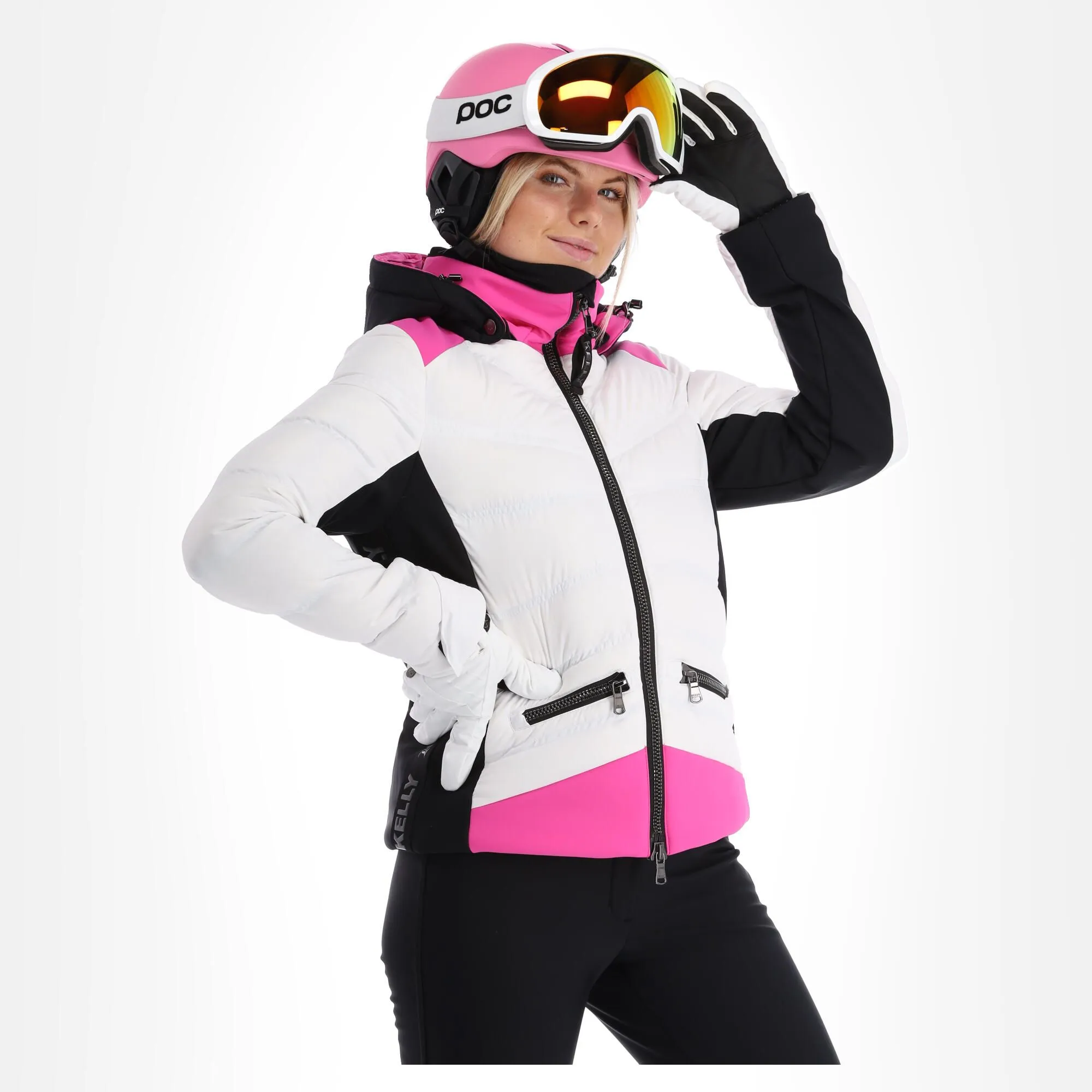 Kelly, Down Jacket Ski-jas Dames Roze, Wit 3 Kelly, Down Jacket Ski-jas Dames Roze, Wit - Afbeelding 3