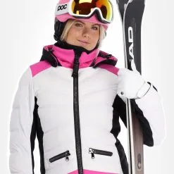 Kelly, Down Jacket Ski-jas Dames Roze, Wit 18 Kelly, Down Jacket Ski-jas Dames Roze, Wit -Cmp Ski-uitrusting Winkel kelly down jacket aa jas gevoerd dames roze wit 22kelly102v2 BI 05