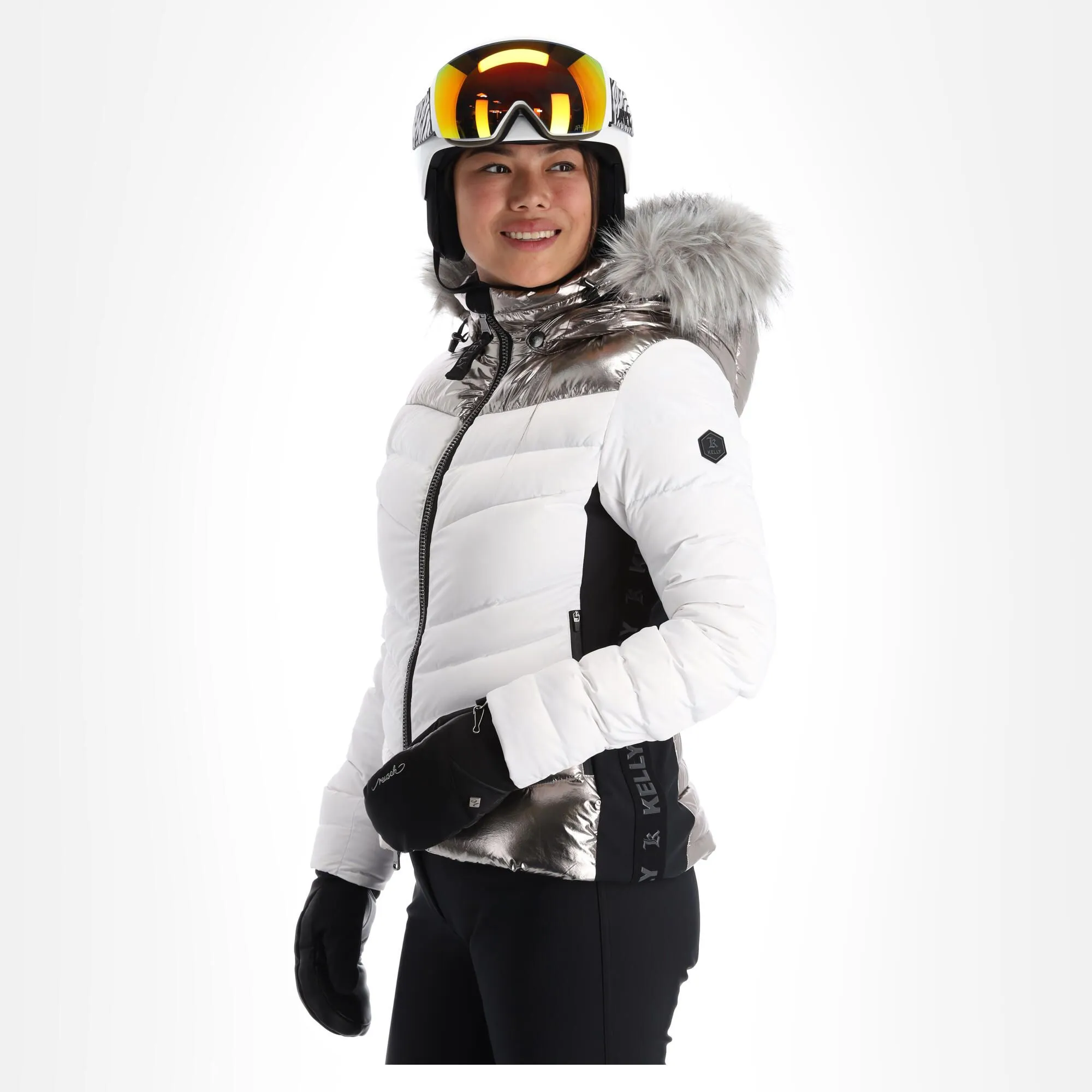 Kelly, Down Jacket Ski-jas Dames Stone Wit 3 Kelly, Down Jacket Ski-jas Dames Stone Wit - Afbeelding 3