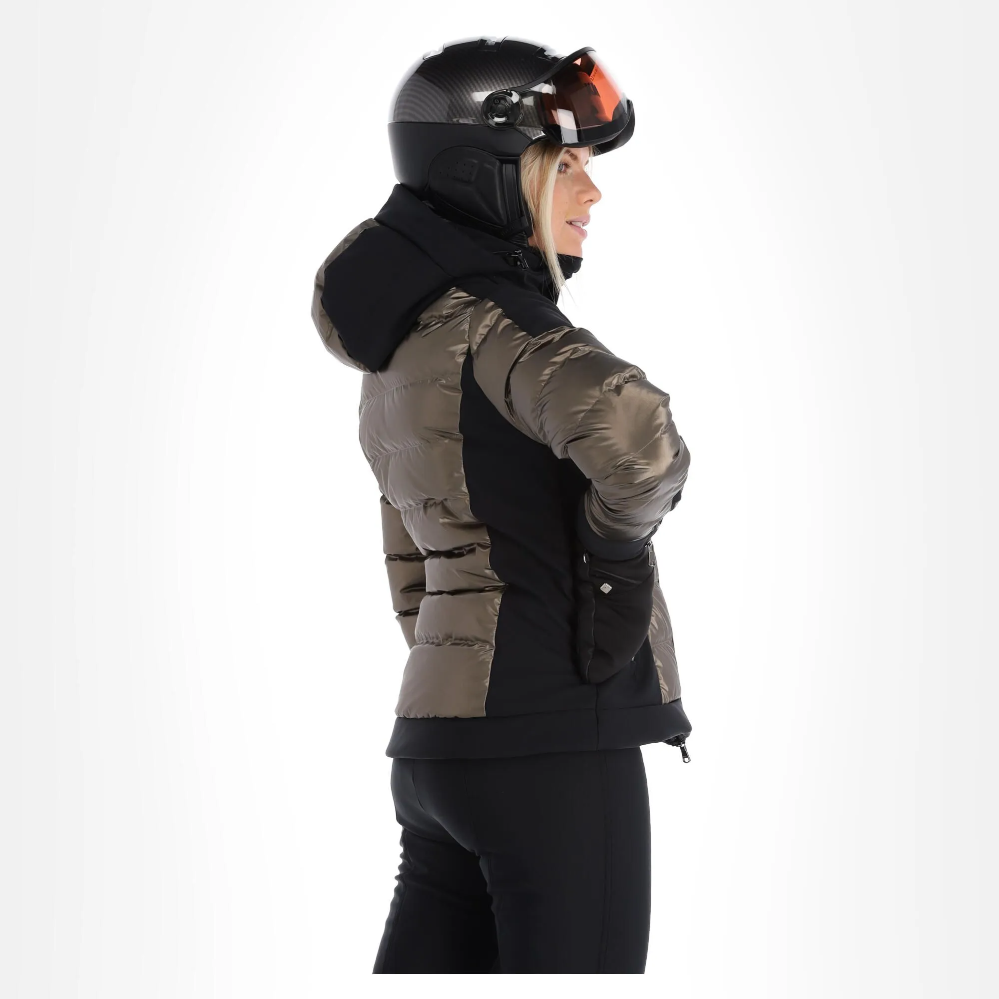 Kelly, Softshell Jacket Softshell Ski-jas Dames Goud, Zwart 2 Kelly, Softshell Jacket Softshell Ski-jas Dames Goud, Zwart - Afbeelding 2