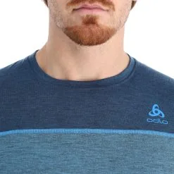 Odlo, Revelstoke Thermoshirt Heren Teal Melange, Indigo Bunting Blauw -Cmp Ski-uitrusting Winkel odlo revelstoke fa thermoshirt heren teal melange indigo bunting 22odlox105v1 BI 05