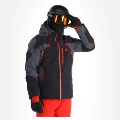 Spyder, Leader Ski-jas Heren Charcoal Grijs, Zwart -Cmp Ski-uitrusting Winkel spyder leader aa jas gevoerd heren charcoal grijs zwart 22spyde133v3 BI 04
