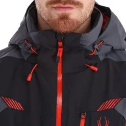 Spyder, Leader Ski-jas Heren Charcoal Grijs, Zwart -Cmp Ski-uitrusting Winkel spyder leader aa jas gevoerd heren charcoal grijs zwart 22spyde133v3 BI 07