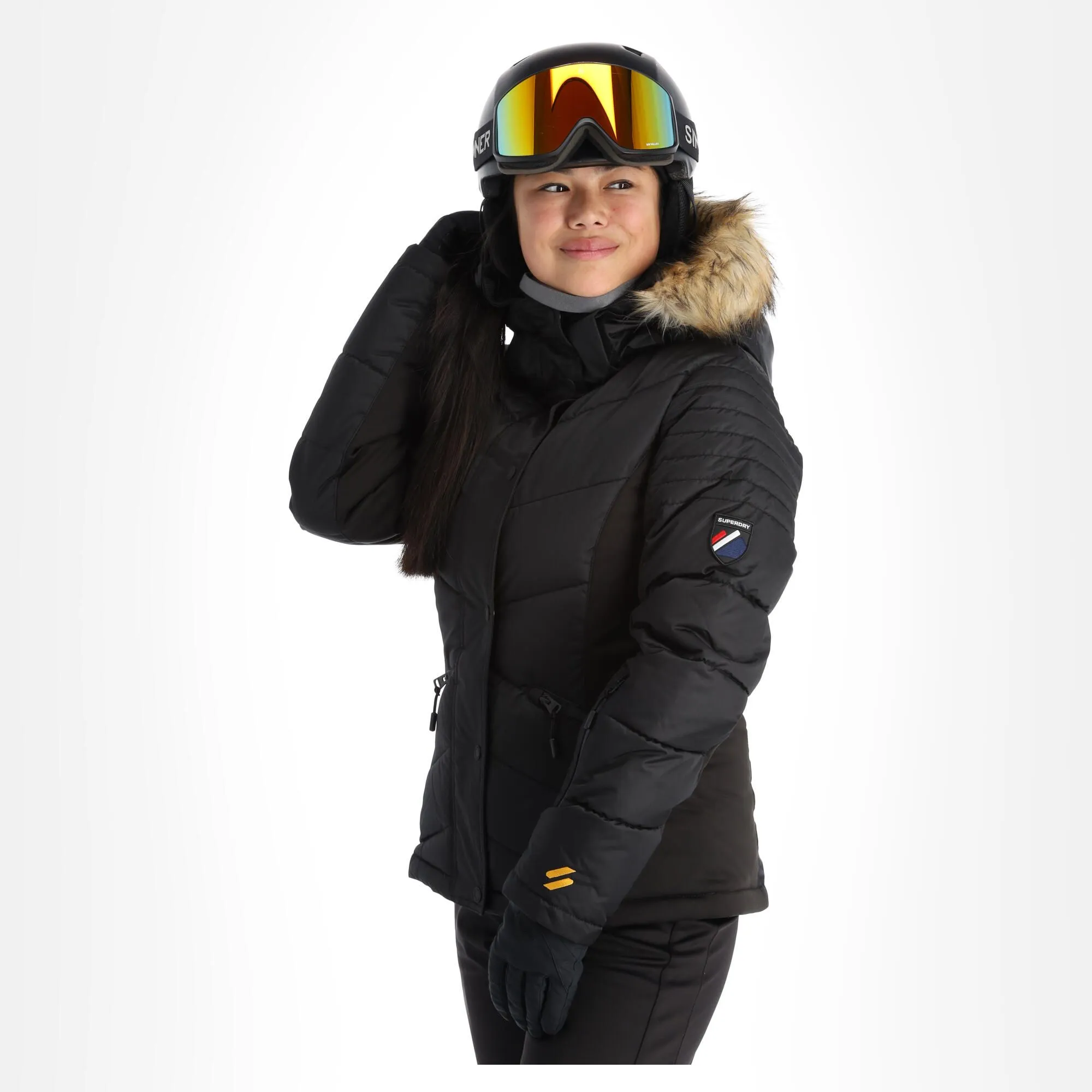 Superdry, Snow Luxe Puffer Ski-jas Dames Zwart 3 Superdry, Snow Luxe Puffer Ski-jas Dames Zwart - Afbeelding 3